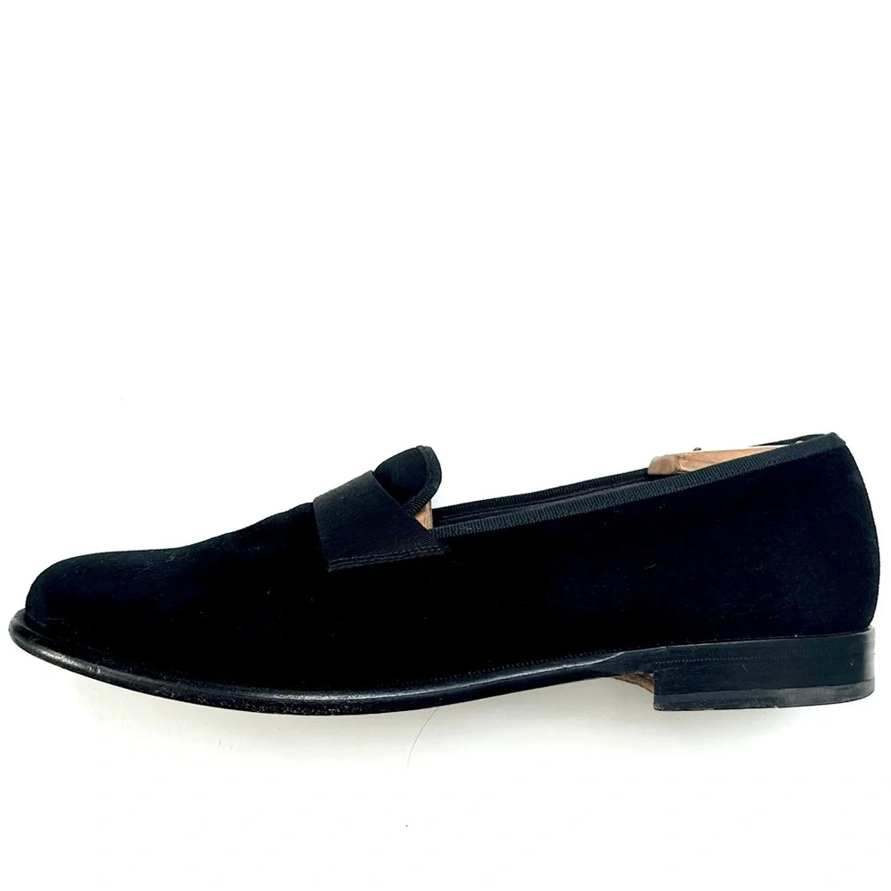 Salvatore Ferragamo Suede Grosgrain ’Rio’ Smoking Slipper Loafers, size 10.5 D